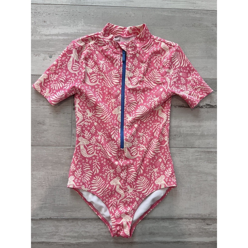 Mini Boden 9-10Y Short Sleeve Half Zip Bathing Suit-Beach-Summer-Mermaid-Resort